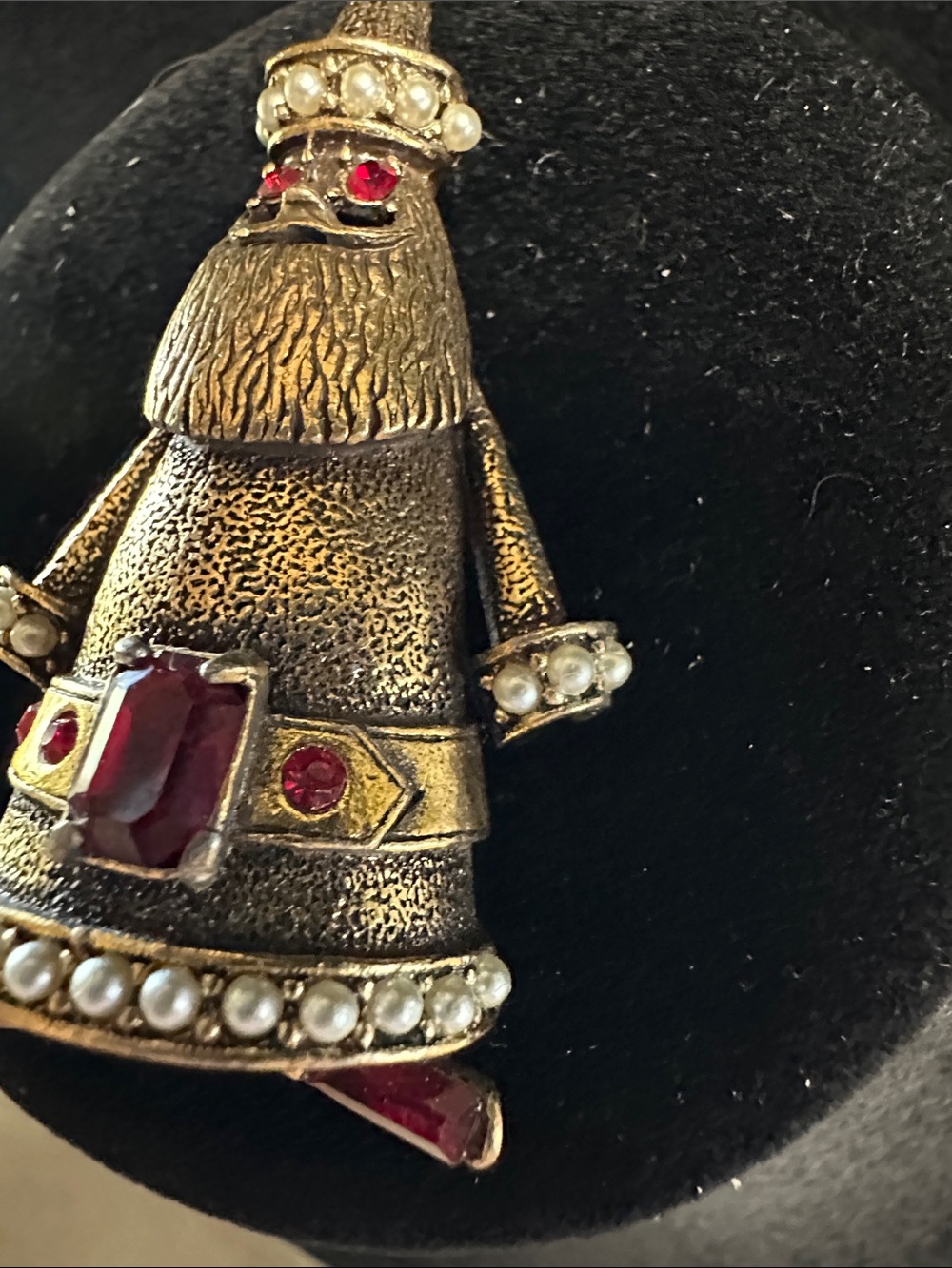 Vintage Signed Hollycraft Christmas Tree Santa Claus Brooch Pin Red Rhinestone - Picture 10 of 15